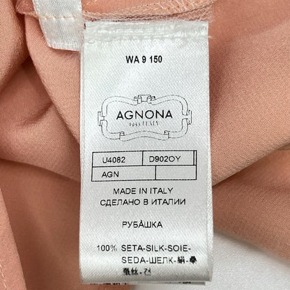 AGNONA アニオナ ライトピンク シルク100 フリル ロングスリーブブラウス トップス