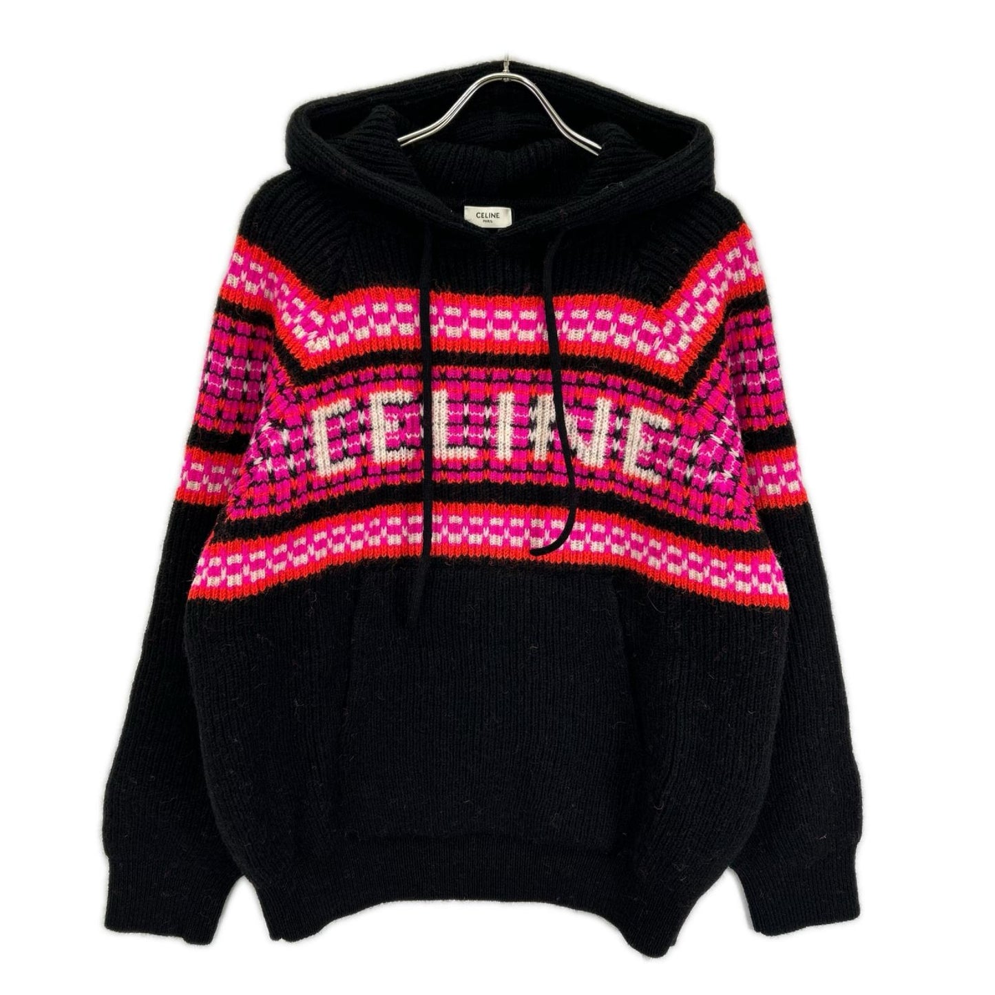 CELINE セリーヌ 2AC23579S ブラック Ski Jacquard Hooded Wool Knit Hoodie/スキー ジャガード ウールニットフーディー トップス