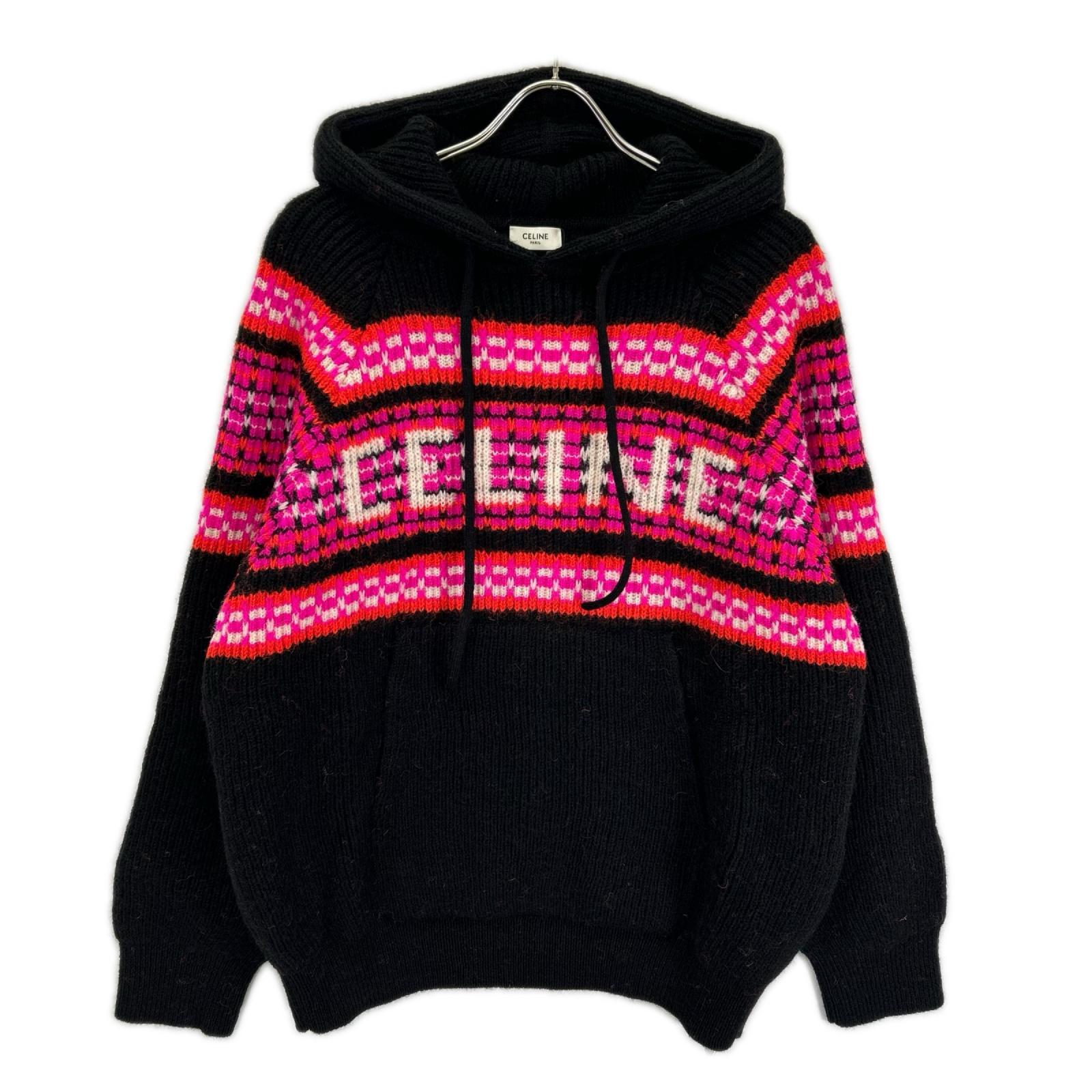 CELINE セリーヌ 2AC23579S ブラック Ski Jacquard Hooded Wool Knit Hoodie/スキー ジャガード ウールニットフーディー トップス