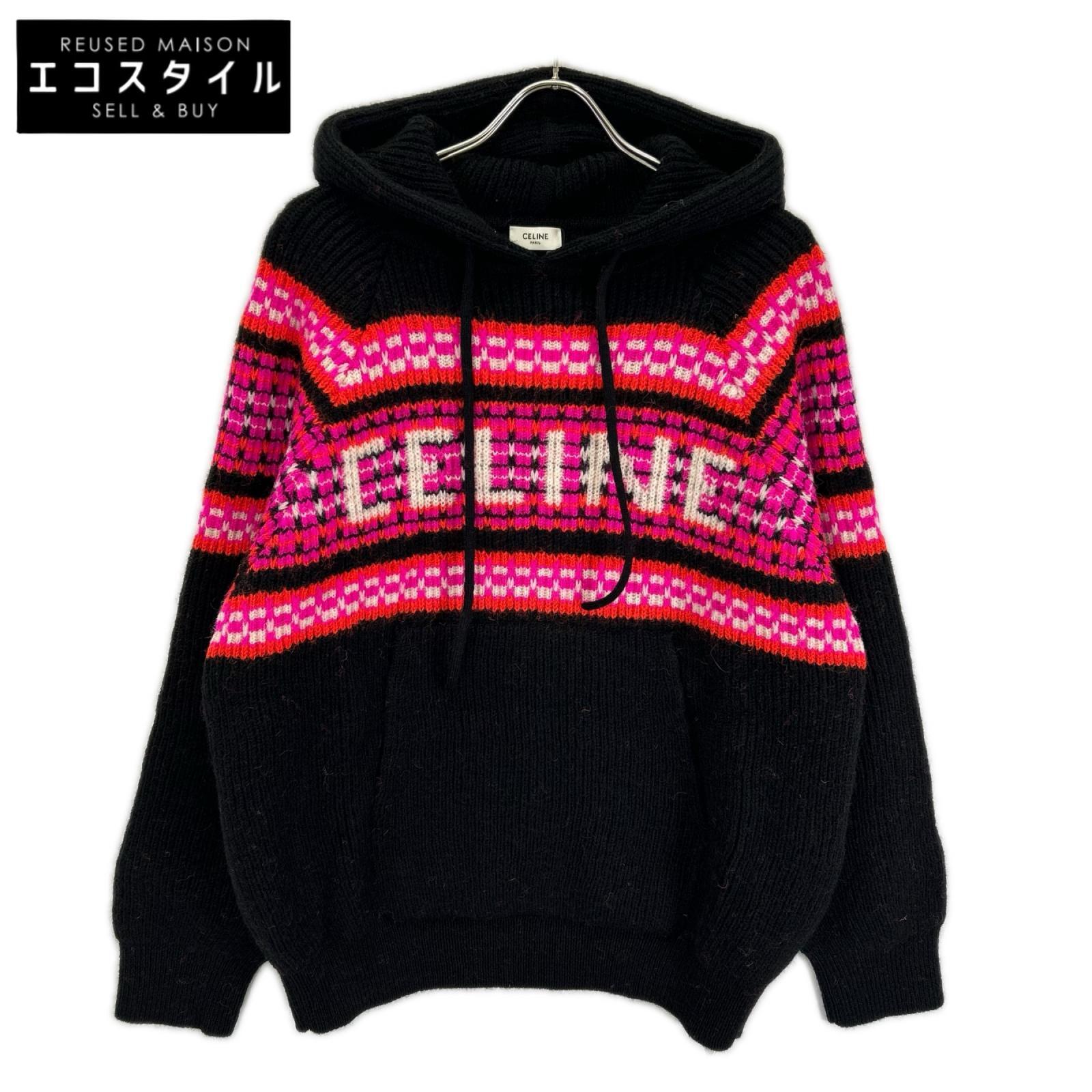 CELINE セリーヌ 2AC23579S ブラック Ski Jacquard Hooded Wool Knit Hoodie/スキー ジャガード ウールニットフーディー トップス