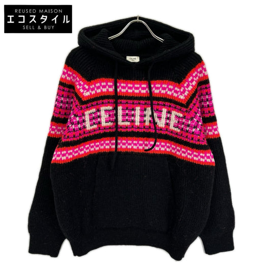CELINE セリーヌ 2AC23579S ブラック Ski Jacquard Hooded Wool Knit Hoodie/スキー ジャガード ウールニットフーディー トップス