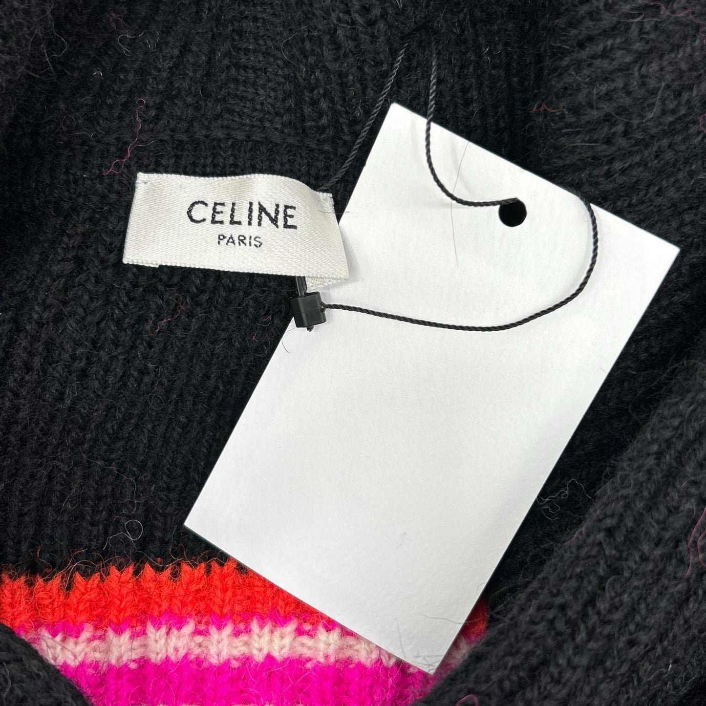 CELINE セリーヌ 2AC23579S ブラック Ski Jacquard Hooded Wool Knit Hoodie/スキー ジャガード ウールニットフーディー トップス