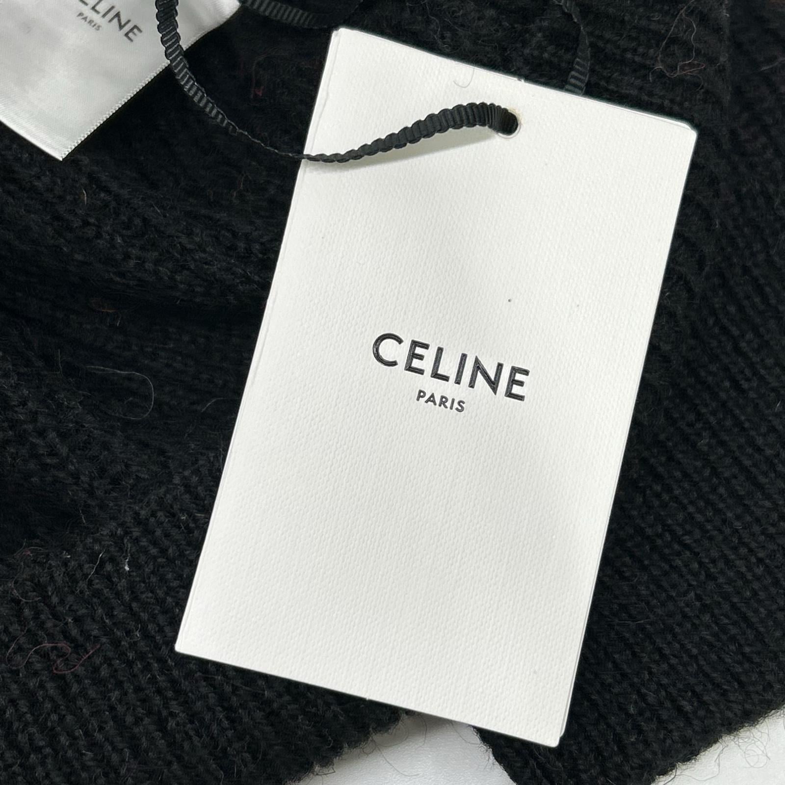 CELINE セリーヌ 2AC23579S ブラック Ski Jacquard Hooded Wool Knit Hoodie/スキー ジャガード ウールニットフーディー トップス