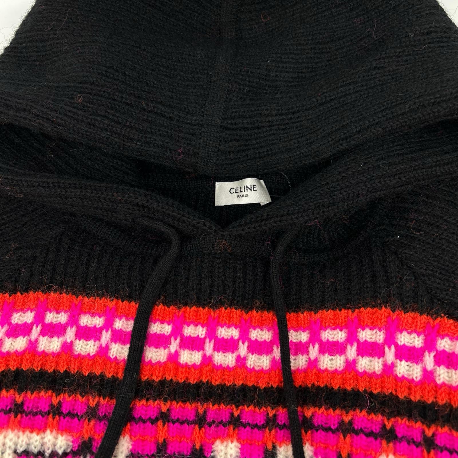 CELINE セリーヌ 2AC23579S ブラック Ski Jacquard Hooded Wool Knit Hoodie/スキー ジャガード ウールニットフーディー トップス