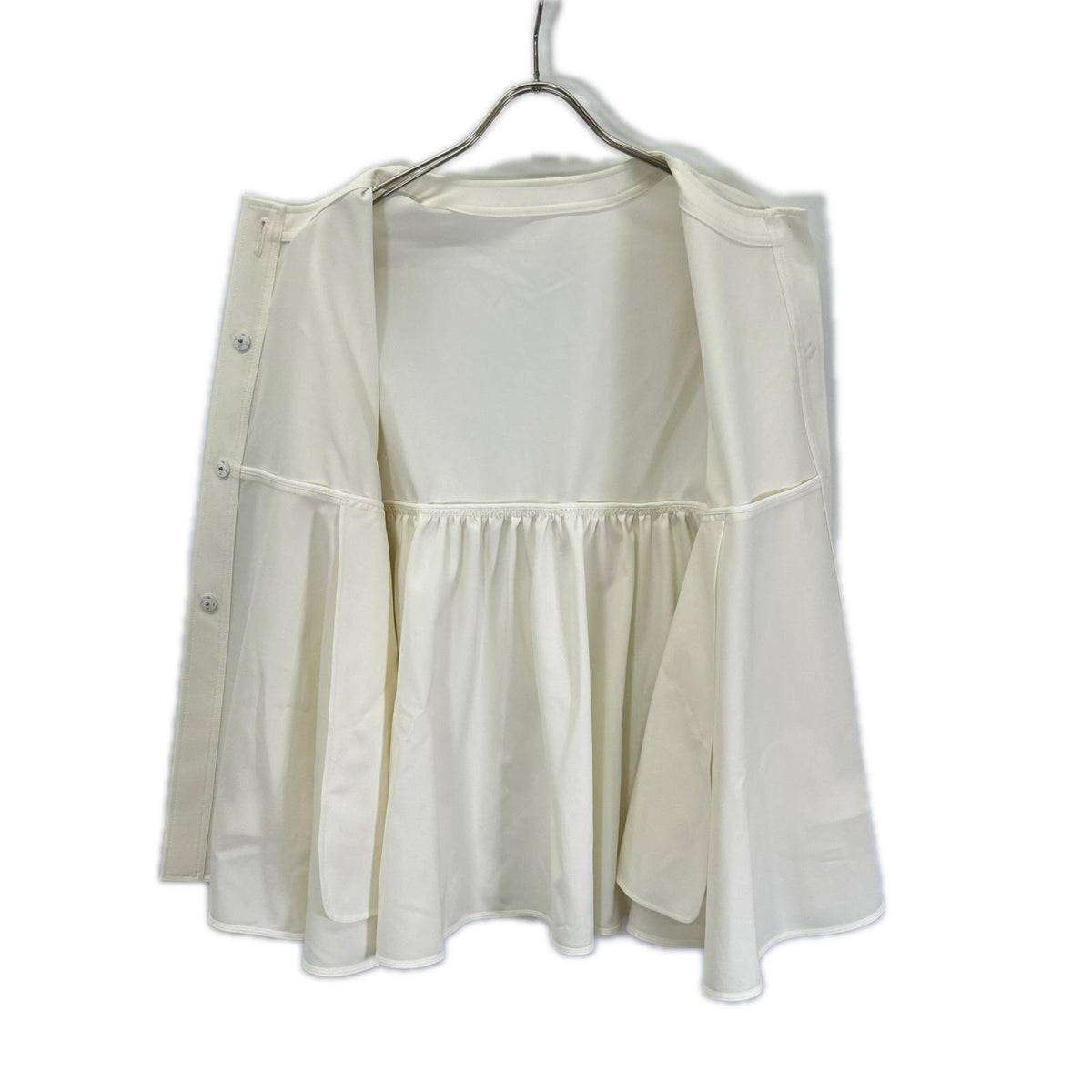 FOXEY NEW YORK 44401 Made in 2024 White Polyester Collarless Shirt Top
