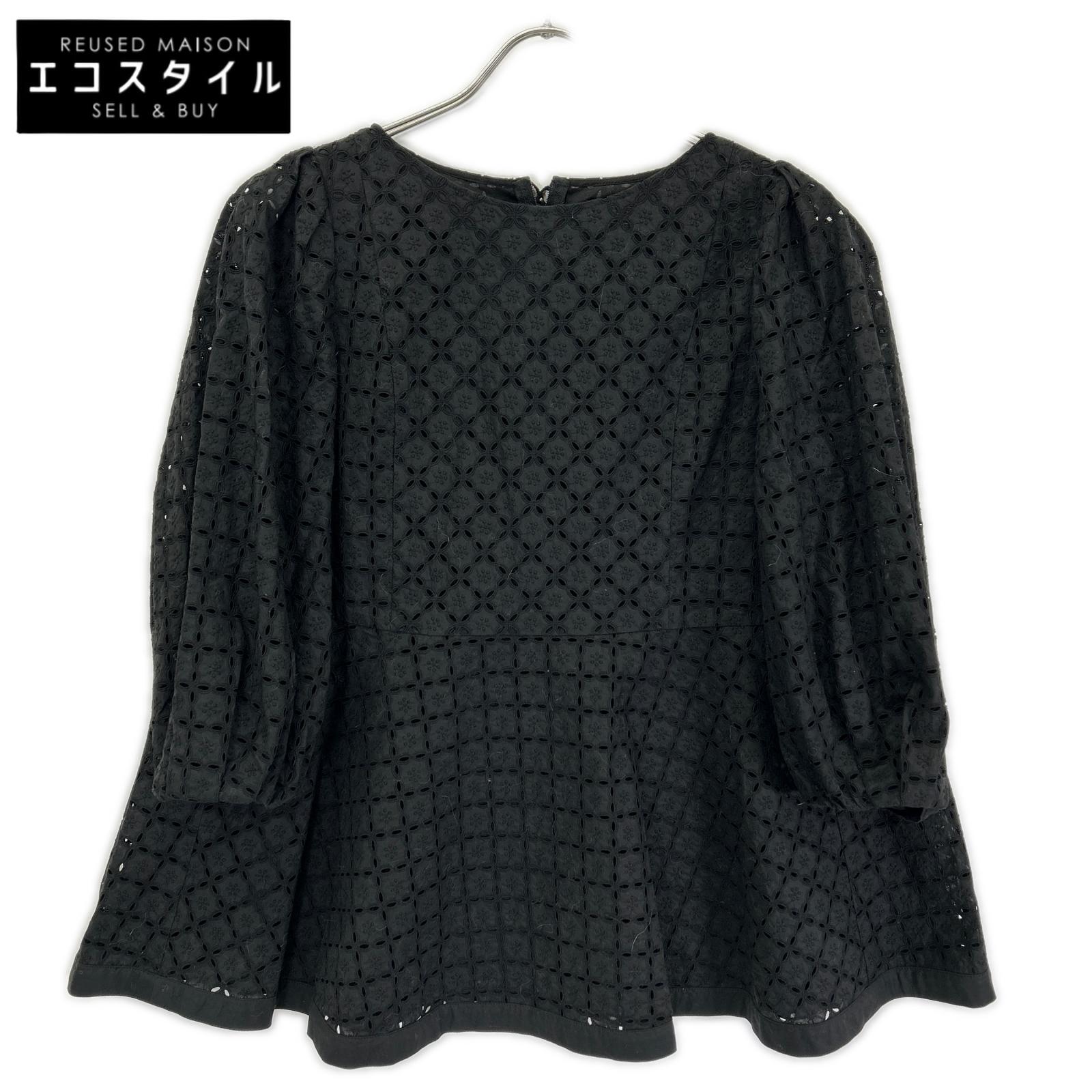 FOXEY BOUTIQUE フォクシーブティック 43442 23年製 ブラック ビーチハウス レース ブラウス トップス
