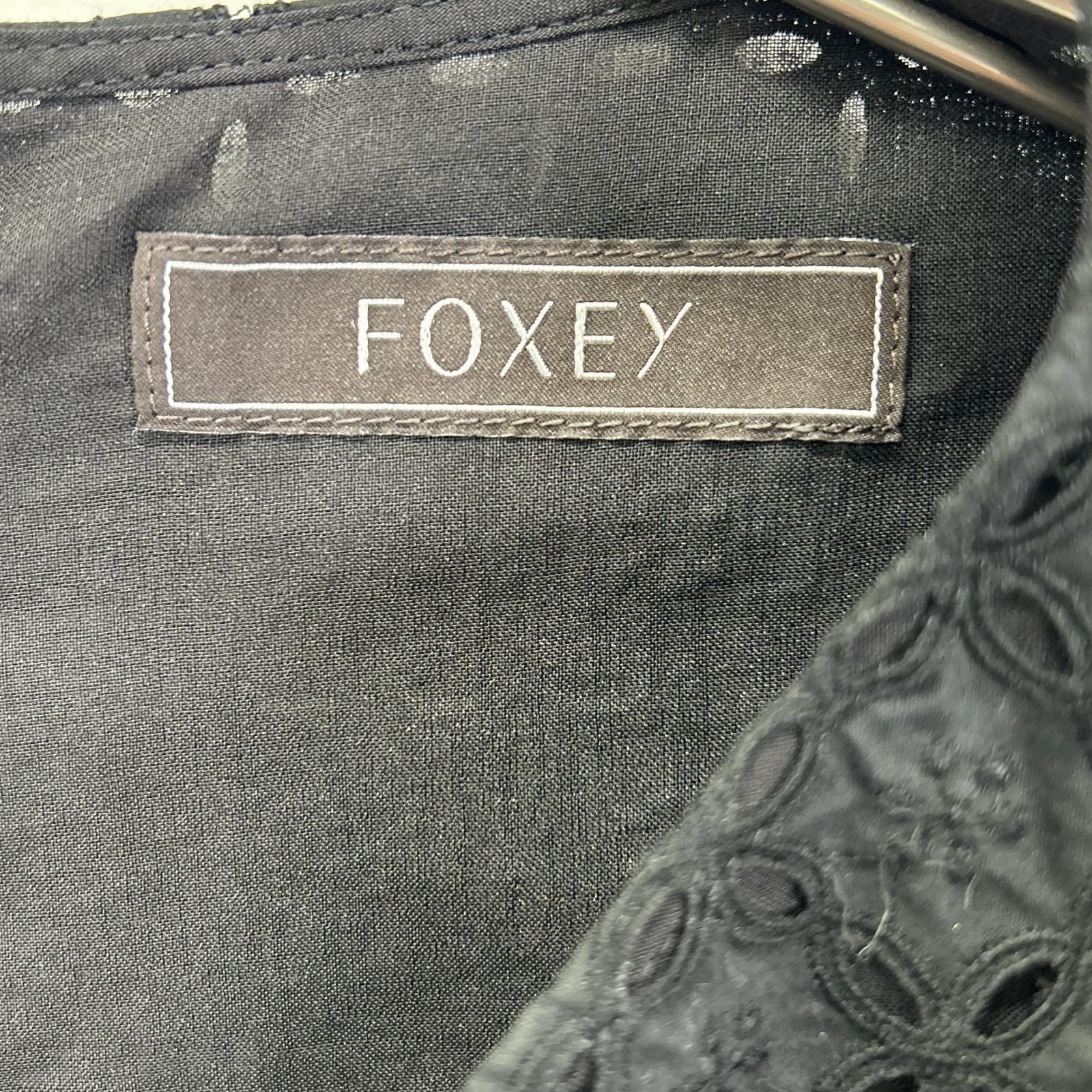 FOXEY BOUTIQUE フォクシーブティック 43442 23年製 ブラック ビーチハウス レース ブラウス トップス