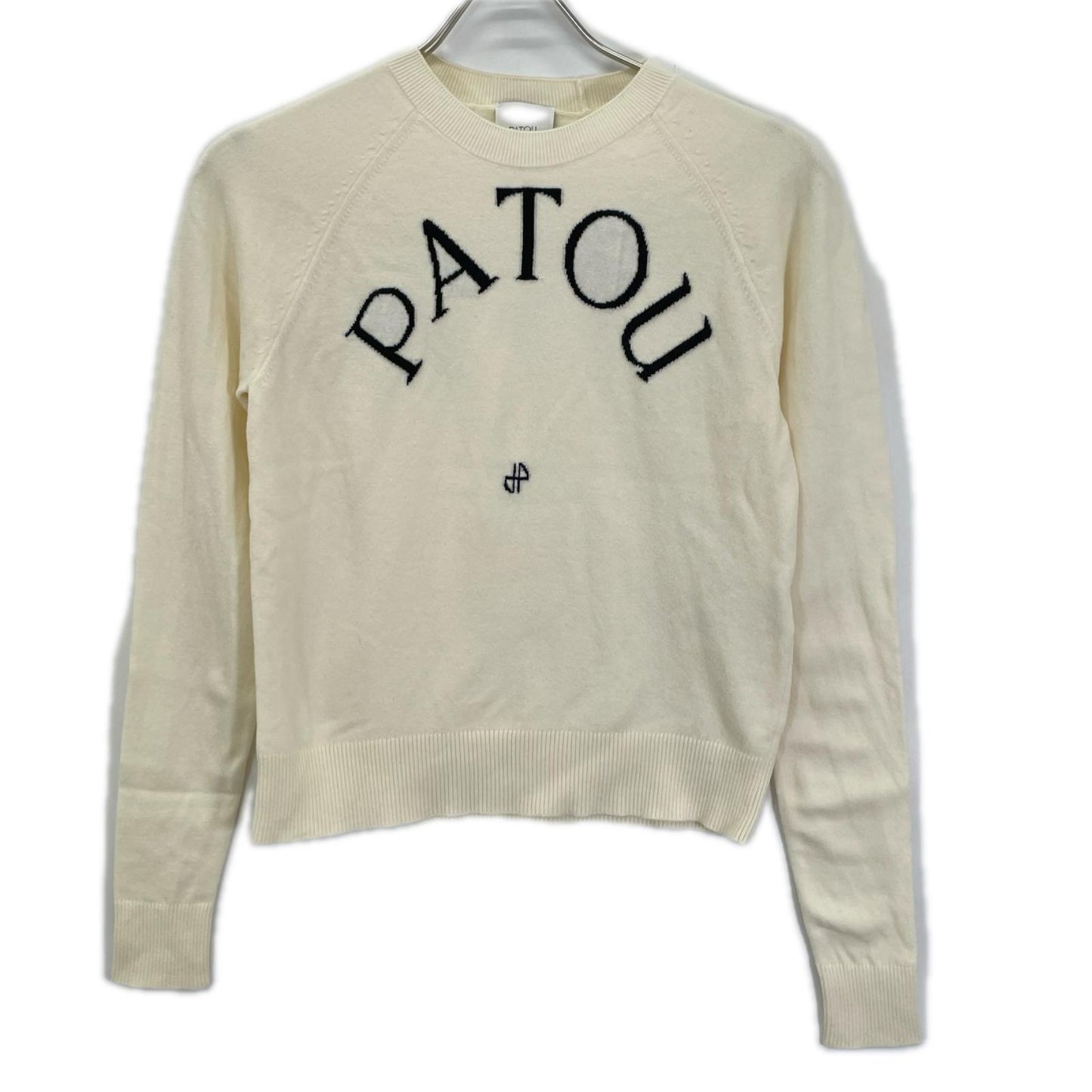 PATOU パトゥ 23S-KN110-8045 ホワイト ロゴ刺繍 ニットトップス トップス