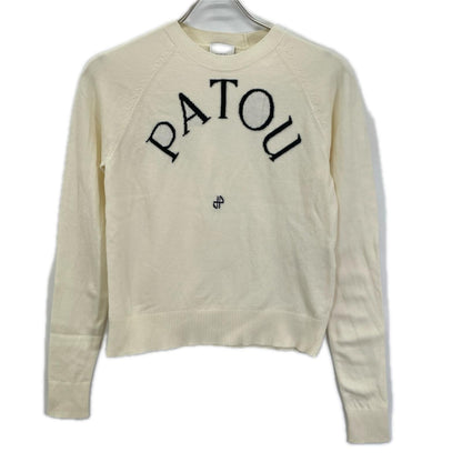 PATOU パトゥ 23S-KN110-8045 ホワイト ロゴ刺繍 ニットトップス トップス