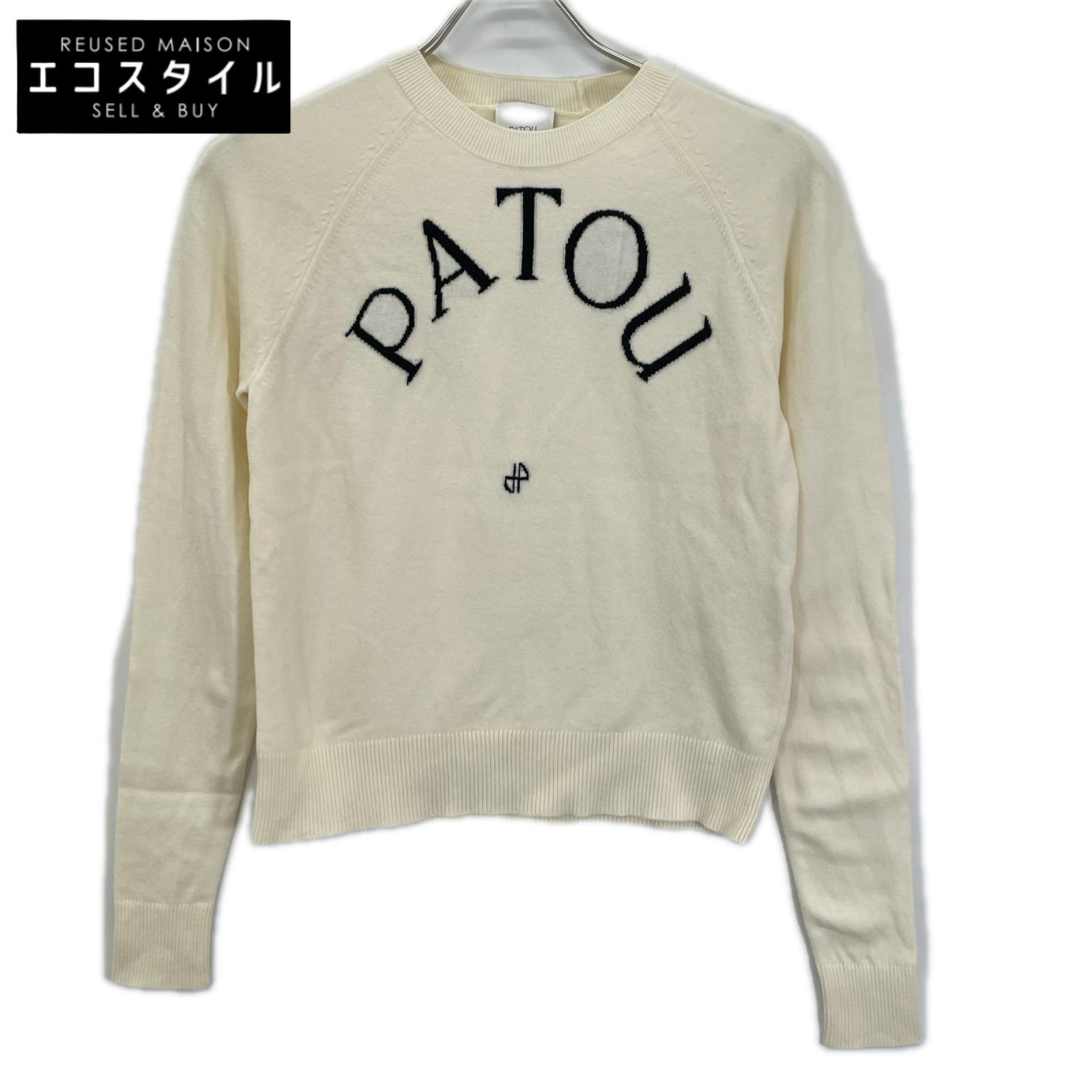 PATOU パトゥ 23S-KN110-8045 ホワイト ロゴ刺繍 ニットトップス トップス