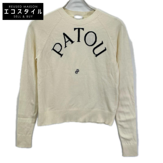 PATOU パトゥ 23S-KN110-8045 ホワイト ロゴ刺繍 ニットトップス トップス