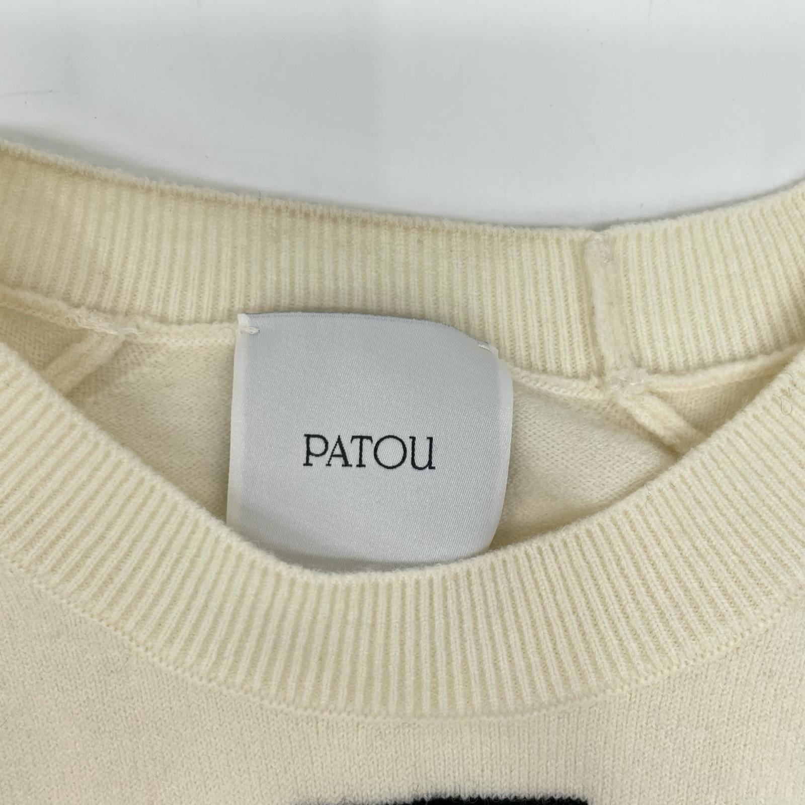 PATOU パトゥ 23S-KN110-8045 ホワイト ロゴ刺繍 ニットトップス トップス