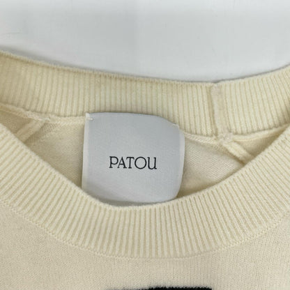 PATOU パトゥ 23S-KN110-8045 ホワイト ロゴ刺繍 ニットトップス トップス