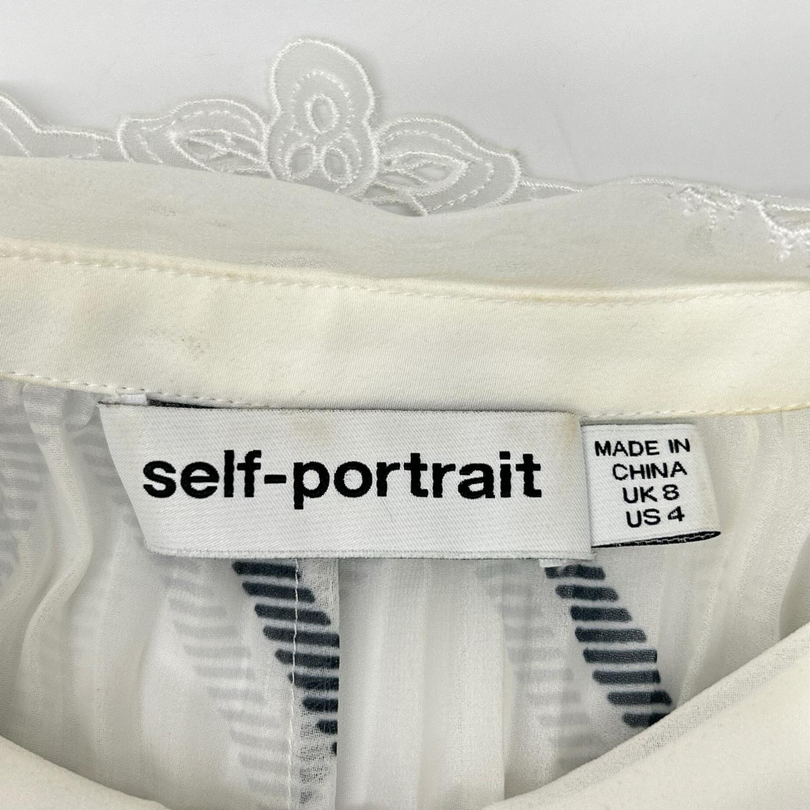 Self Portrait セルフポートレイト ホワイト レースカラー チェック プリーツロングワンピース ドレス ワンピース