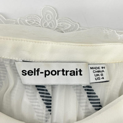 Self Portrait セルフポートレイト ホワイト レースカラー チェック プリーツロングワンピース ドレス ワンピース