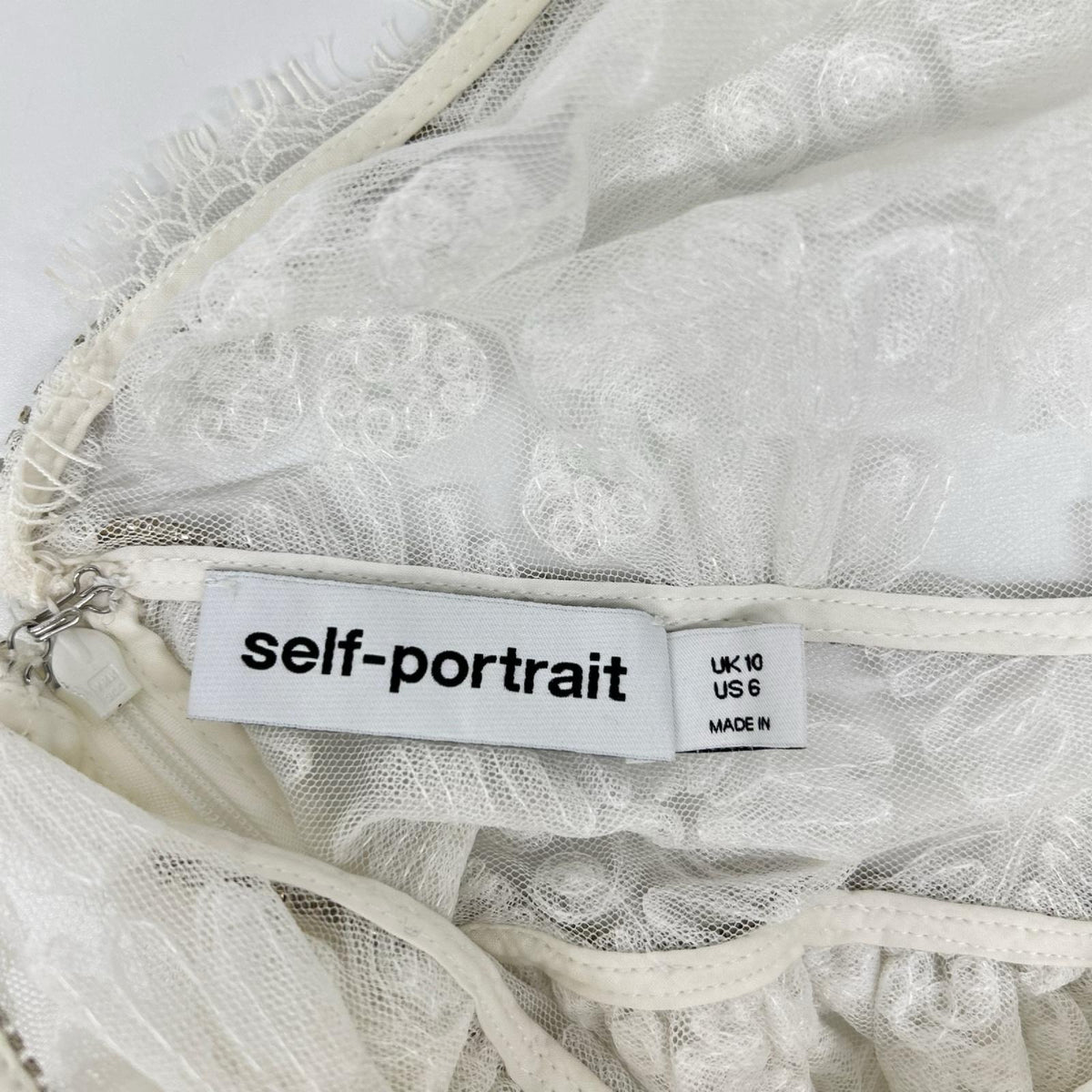 Self Portrait セルフポートレイト ホワイト 花柄 レース ビジュ ドレス ワンピース ワンピース