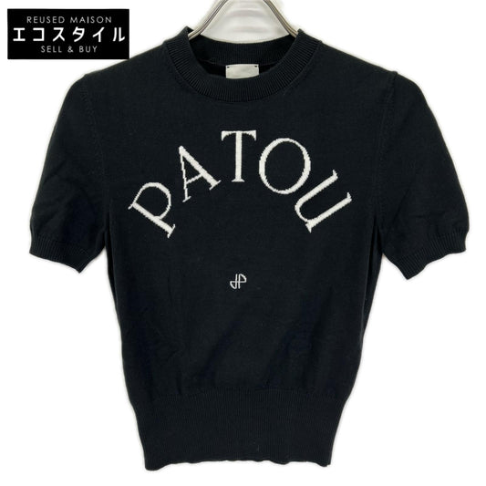 PATOU Patou 23A-KN068-8045 Black Short-Sleeve Knit Sweater Tops