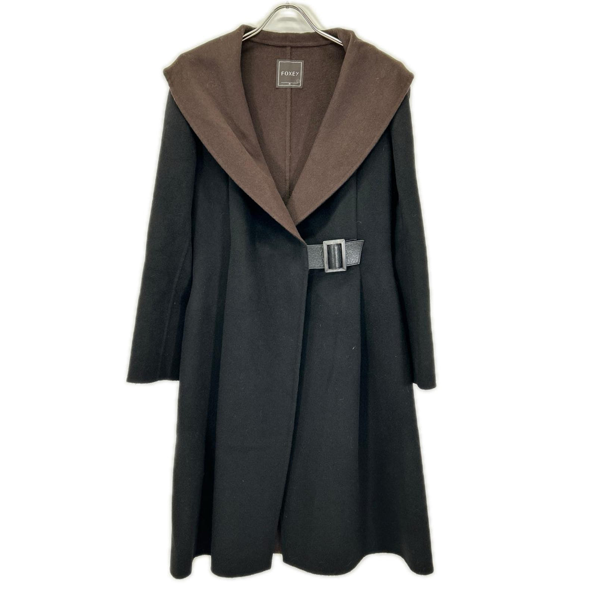 FOXEY フォクシー 37278 ブラック×ブラウン カシミヤ リリークラシック ダブルフェイスコート コート