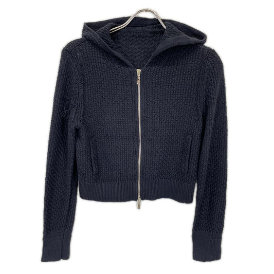 FOXEY フォクシー 41890 ネイビー リネンニット ジップアップフーディー トップス