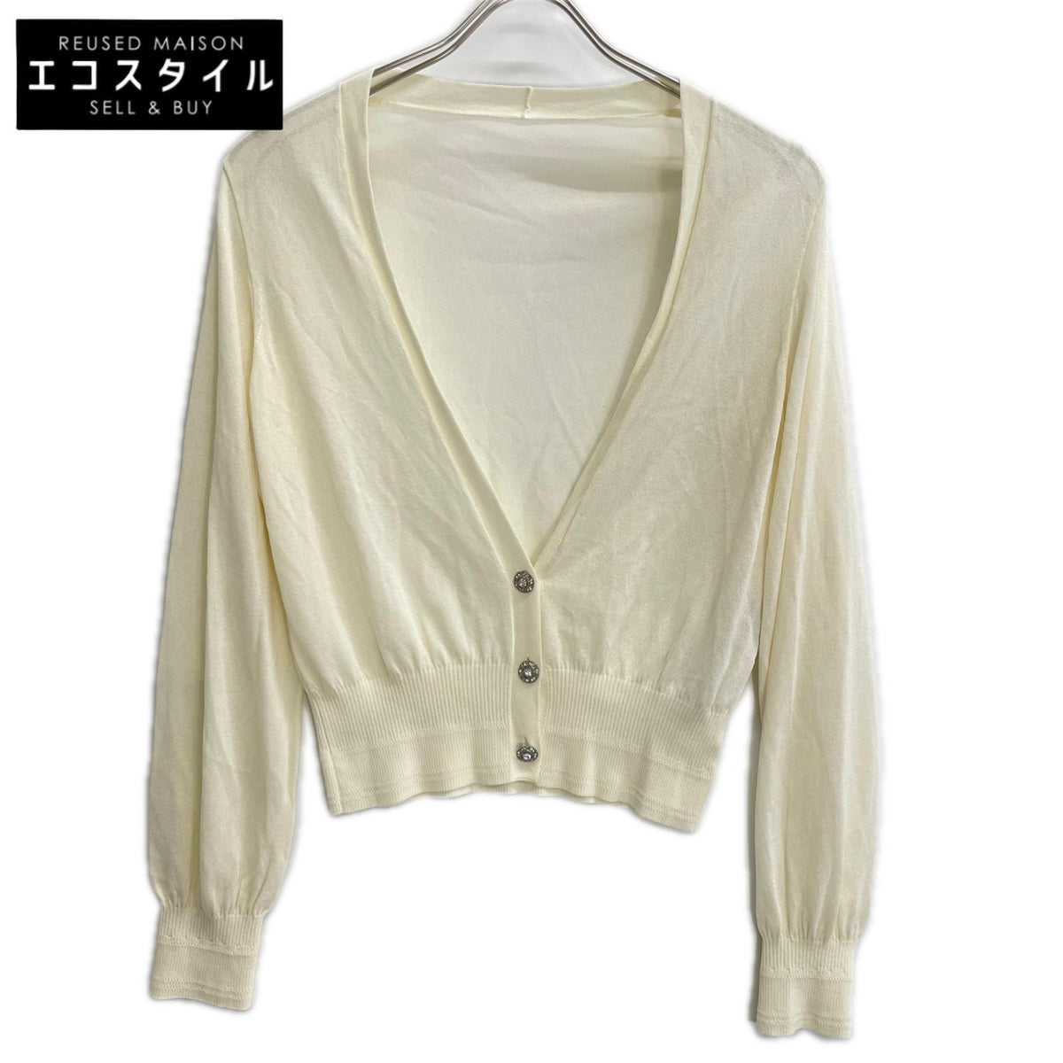 FOXEY BOUTIQUE フォクシーブティック 42126 アイボリー レーヨン シアーV カーディガン トップス
