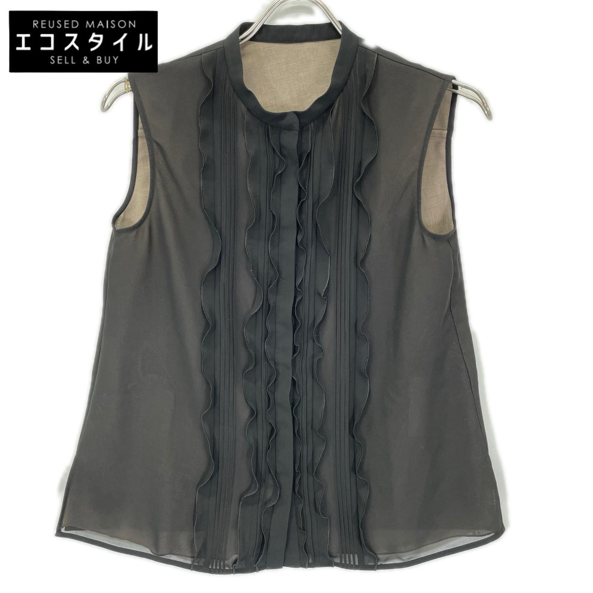 FOXEY フォクシー 44684 ブラック ラッフルトップ ブラウス トップス