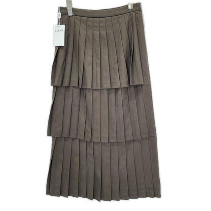 CLANE クラネ ×KIM YOU JUNG キムユジョン 11109-6123 ブラウン W FACE PLEATS SKIRT ダブルフェイスプリーツスカート スカート