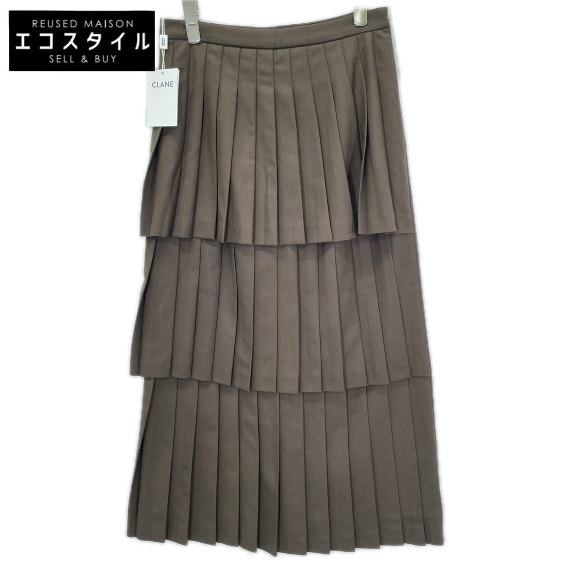 CLANE クラネ ×KIM YOU JUNG キムユジョン 11109-6123 ブラウン W FACE PLEATS SKIRT ダブルフェイスプリーツスカート スカート