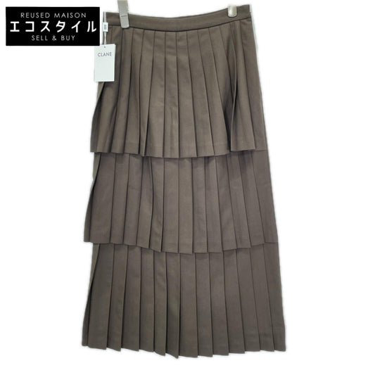 CLANE クラネ ×KIM YOU JUNG キムユジョン 11109-6123 ブラウン W FACE PLEATS SKIRT ダブルフェイスプリーツスカート スカート
