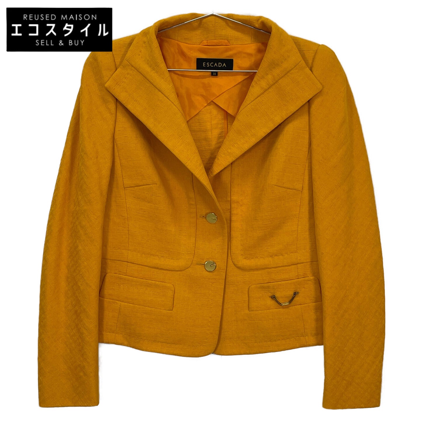 ESCADA Orange Gold Button Wide Collar Jacket 38 Ladies