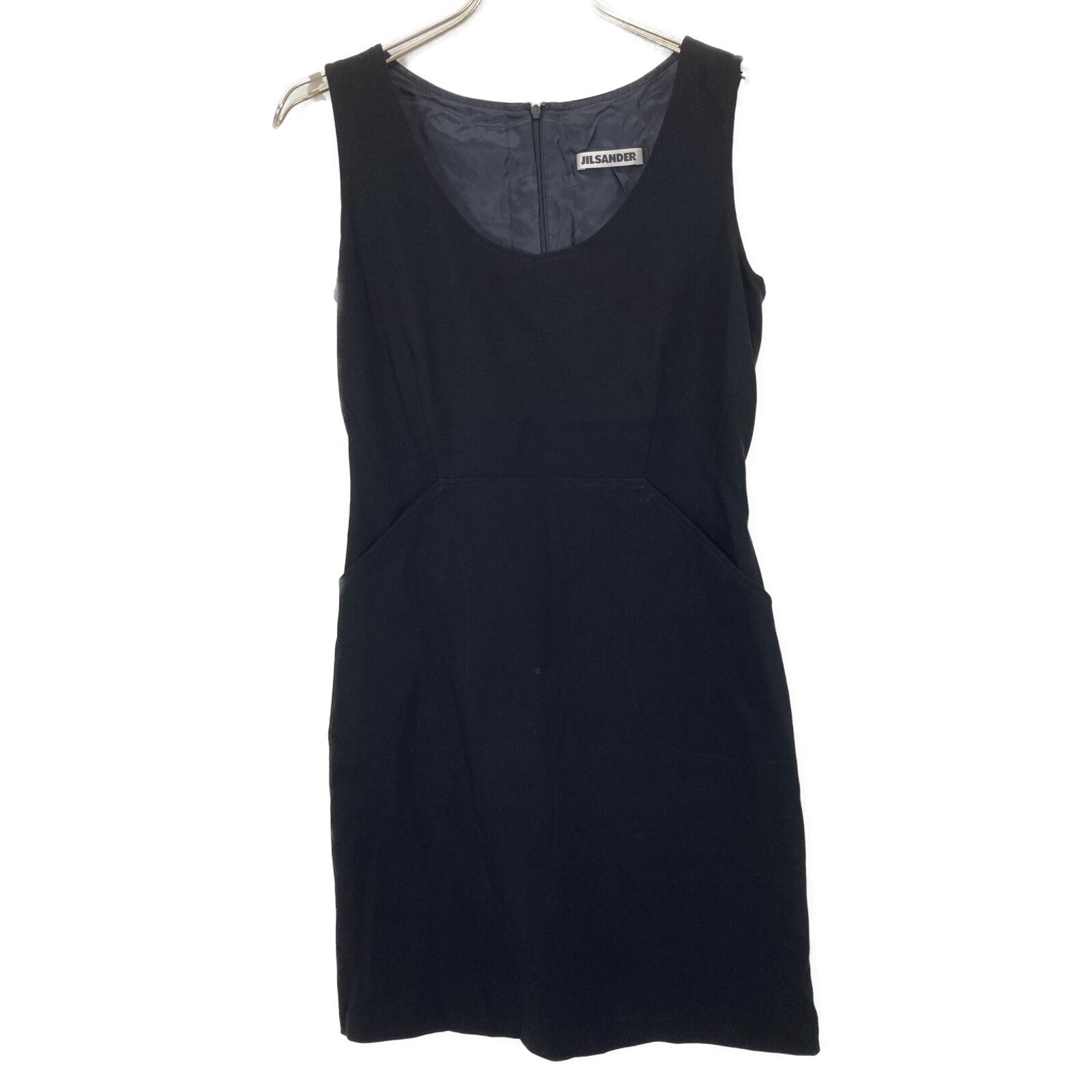 JIL SANDER navy wool sleeveless dress 36 ladies
