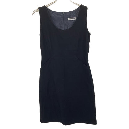 JIL SANDER navy wool sleeveless dress 36 ladies