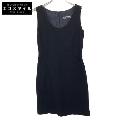 JIL SANDER navy wool sleeveless dress 36 ladies