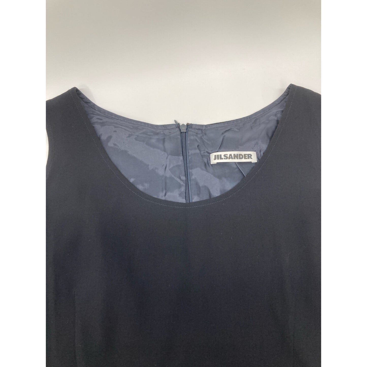 JIL SANDER navy wool sleeveless dress 36 ladies