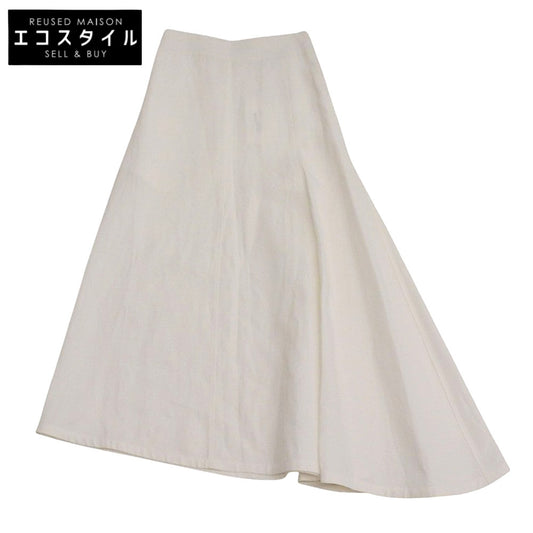 JILSANDER ジルサンダー 新品同様 リネン ミディ フレア スカート レディース ホワイト 30 22年 J01MA0006 スカート