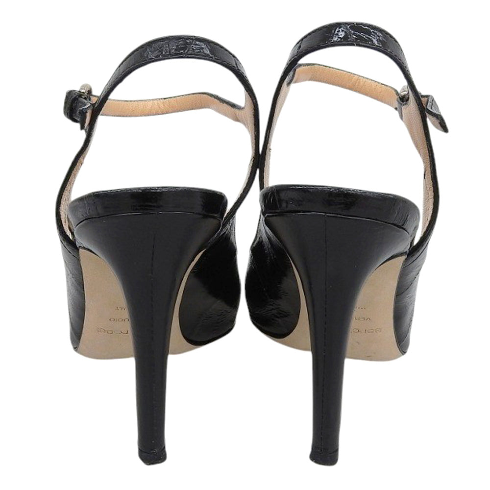 Sergio Rossi Leather Ankle Strap Pumps Women's Black 38 Shoes 38 Women's