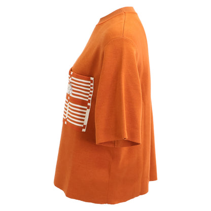 HERMES 【New/Domestic Genuine】5E2647DL Silk Blend Short Sleeve Knit Sweater/Top