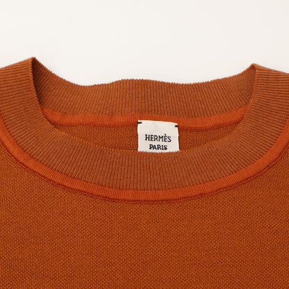 HERMES 【New/Domestic Genuine】5E2647DL Silk Blend Short Sleeve Knit Sweater/Top