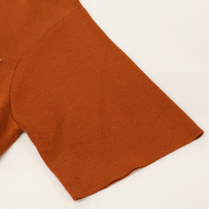 HERMES 【New/Domestic Genuine】5E2647DL Silk Blend Short Sleeve Knit Sweater/Top