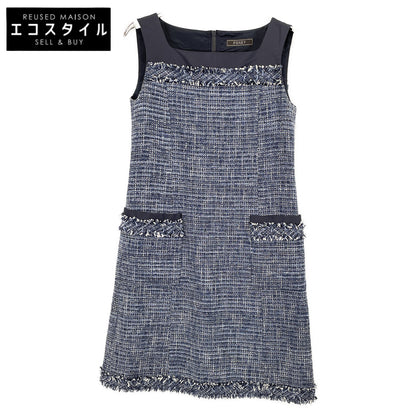 35611 Navy Tweed x Nylon One-piece Dress 38 Women's