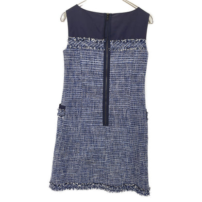 35611 Navy Tweed x Nylon One-piece Dress 38 Women's
