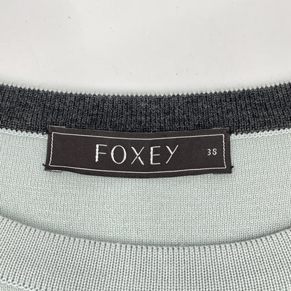 FOXEY フォクシー 29007 グレー×ミントグリーン ウールニット ワンピース アンサンブル スーツ セットアップ