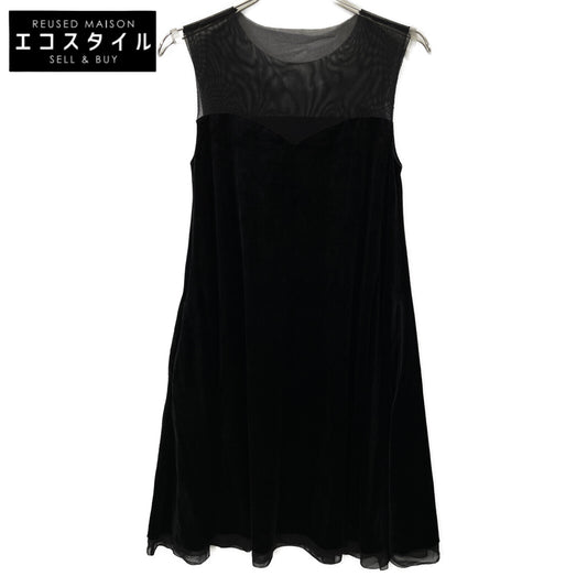 06194 ﾌﾞﾗｯｸ Dress Velour Swing ﾜﾝﾋﾟｰｽ ワンピース 38 レディース