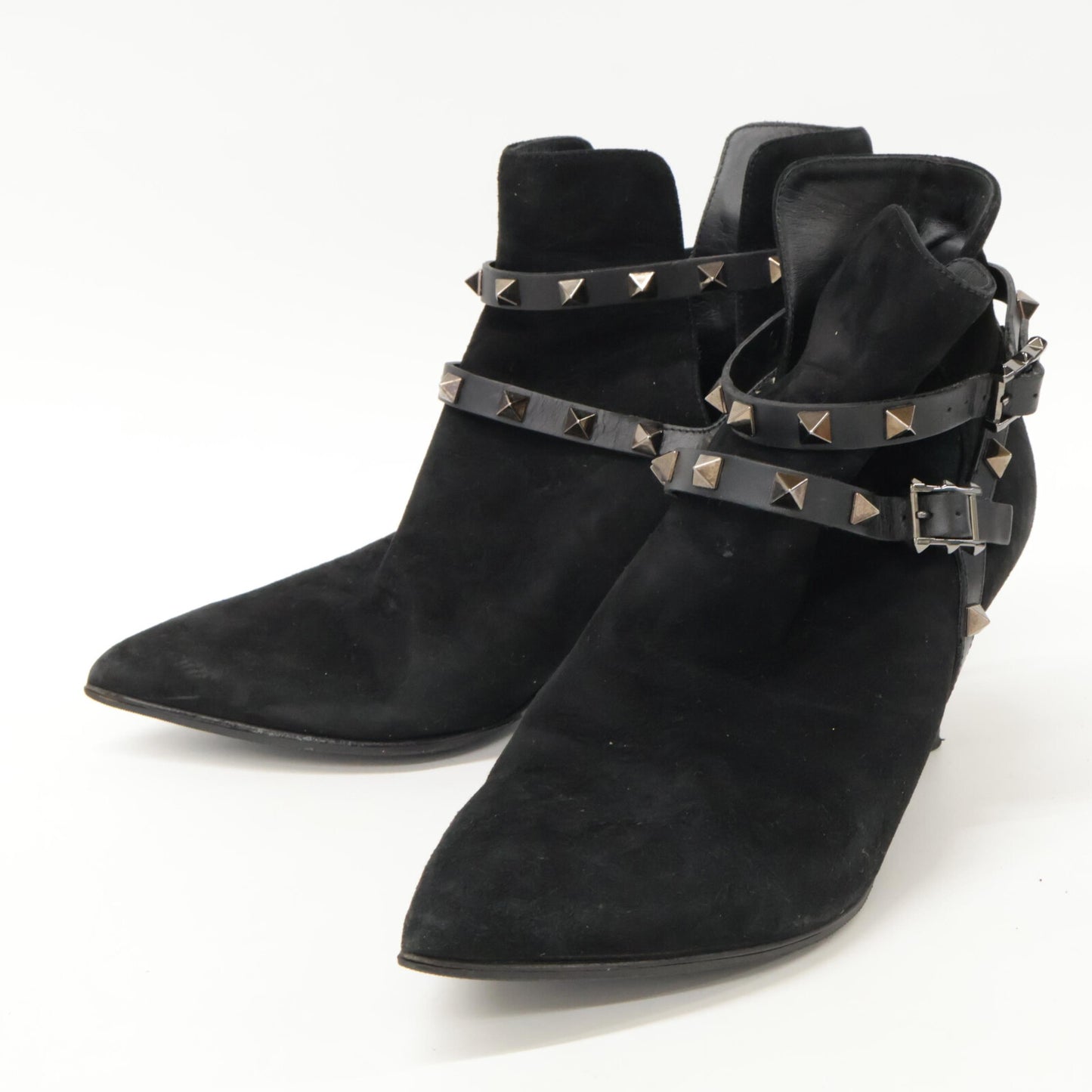 Valentino Garavani J625 2 Suede Studded Pointed Toe Heel Shoes 38 Women's