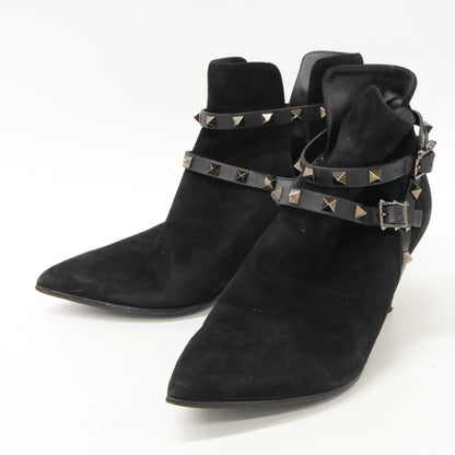 Valentino Garavani J625 2 Suede Studded Pointed Toe Heel Shoes 38 Women's
