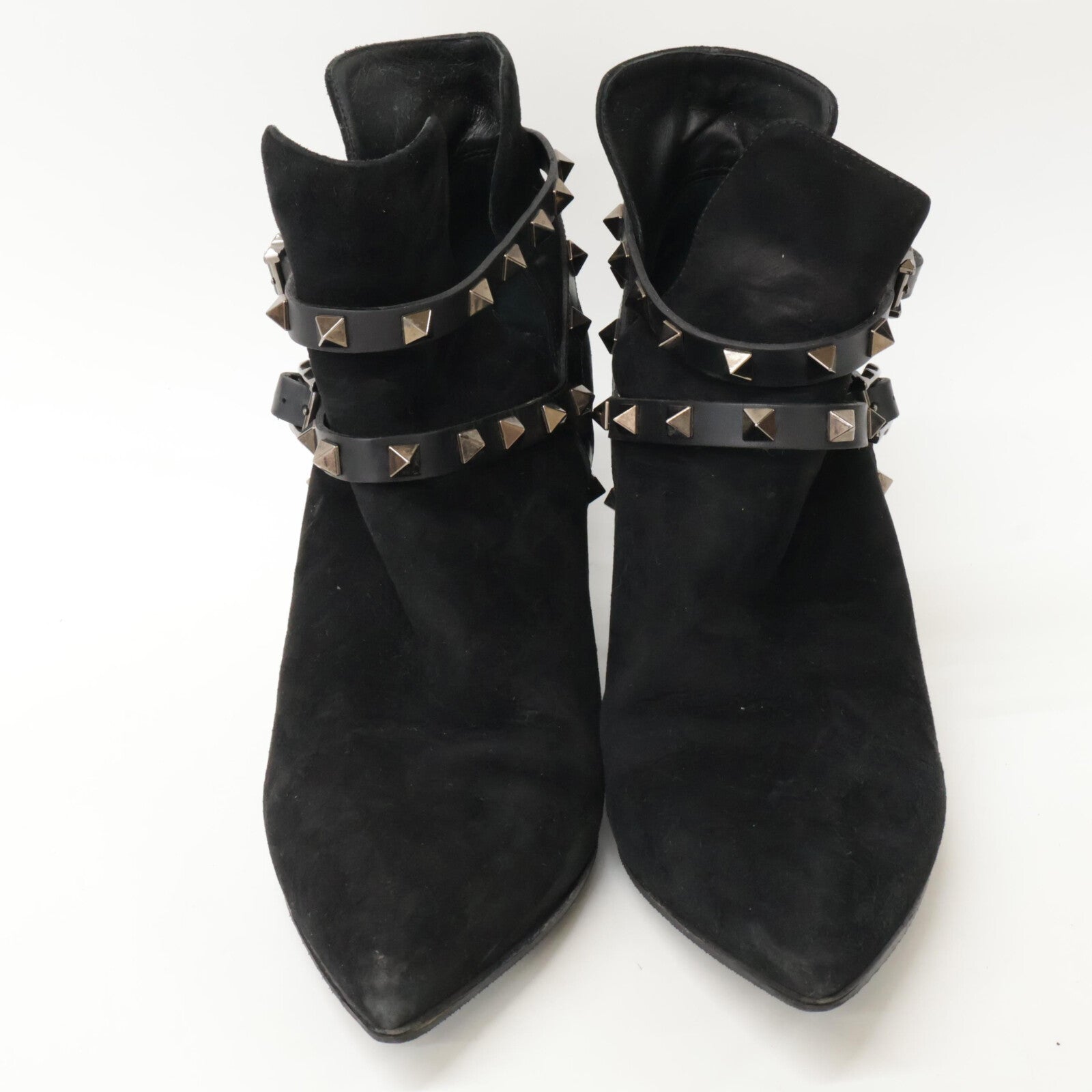 Valentino Garavani J625 2 Suede Studded Pointed Toe Heel Shoes 38 Women's
