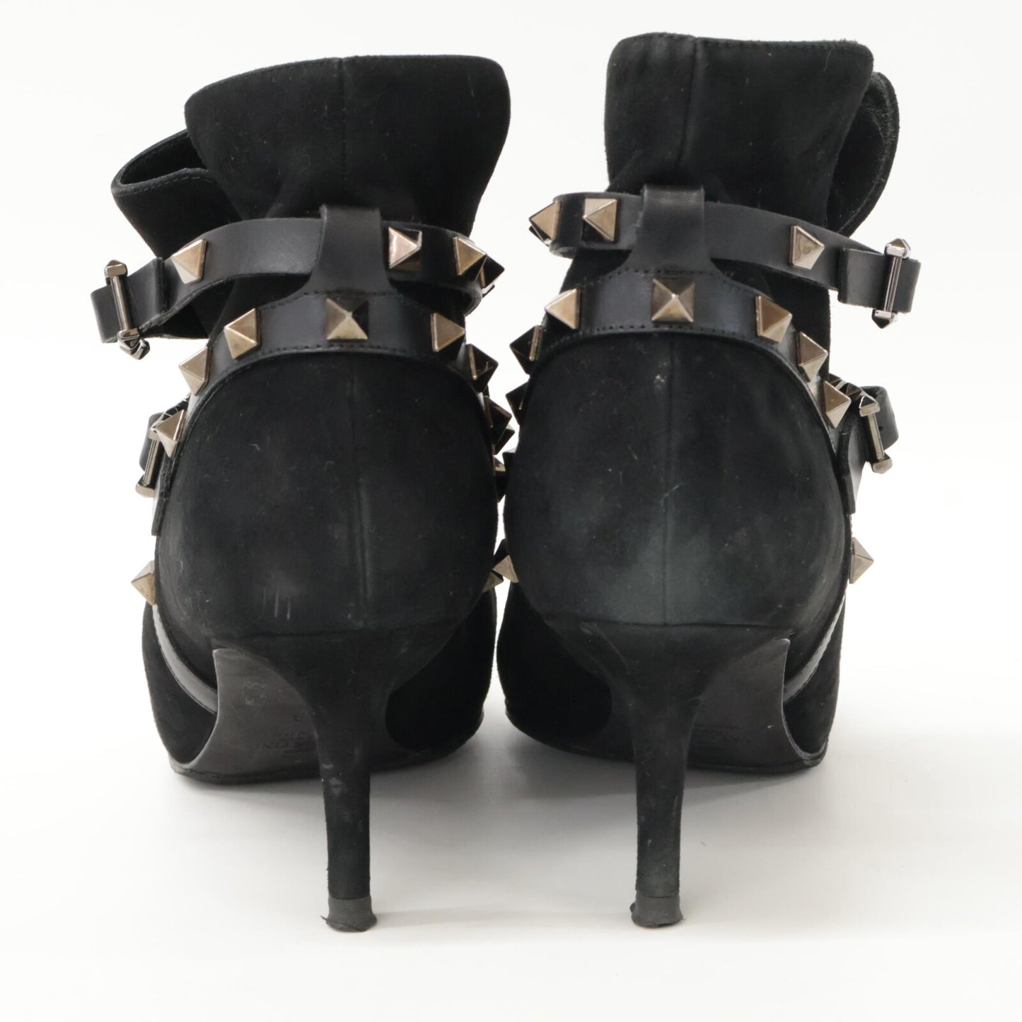 Valentino Garavani J625 2 Suede Studded Pointed Toe Heel Shoes 38 Women's