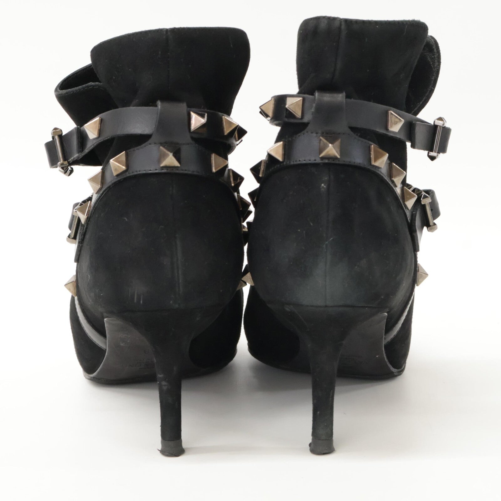 Valentino Garavani J625 2 Suede Studded Pointed Toe Heel Shoes 38 Women's