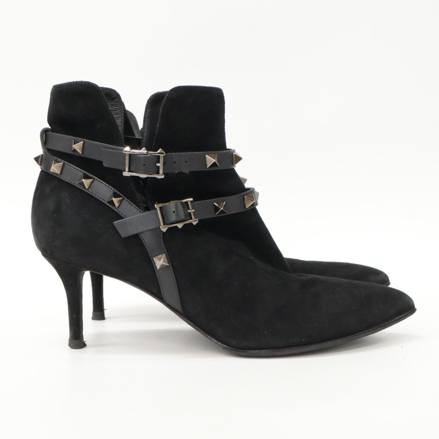 Valentino Garavani J625 2 Suede Studded Pointed Toe Heel Shoes 38 Women's