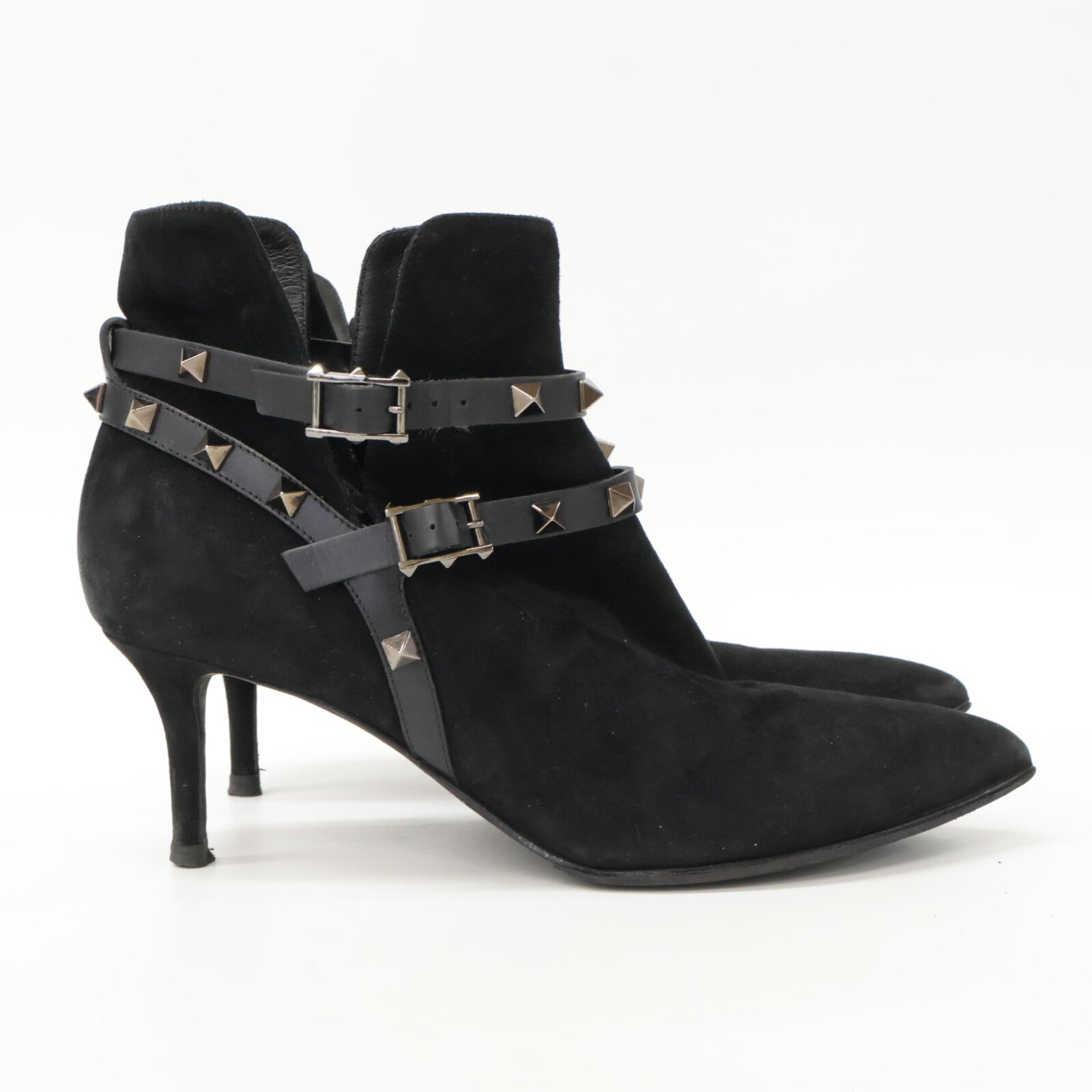 Valentino Garavani J625 2 Suede Studded Pointed Toe Heel Shoes 38 Women's