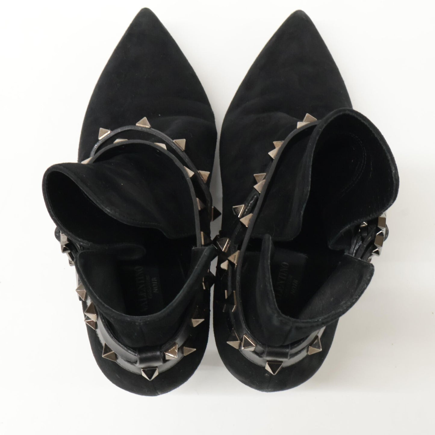 Valentino Garavani J625 2 Suede Studded Pointed Toe Heel Shoes 38 Women's